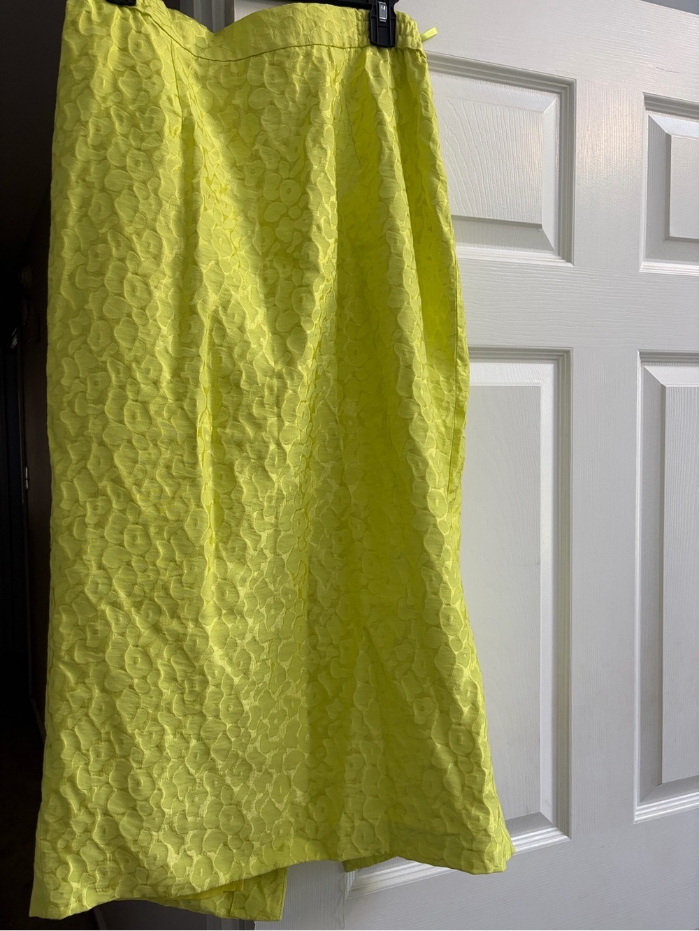 Bright Yellow vintage Giovanna animal print taffeta Textured Maxi Skirt